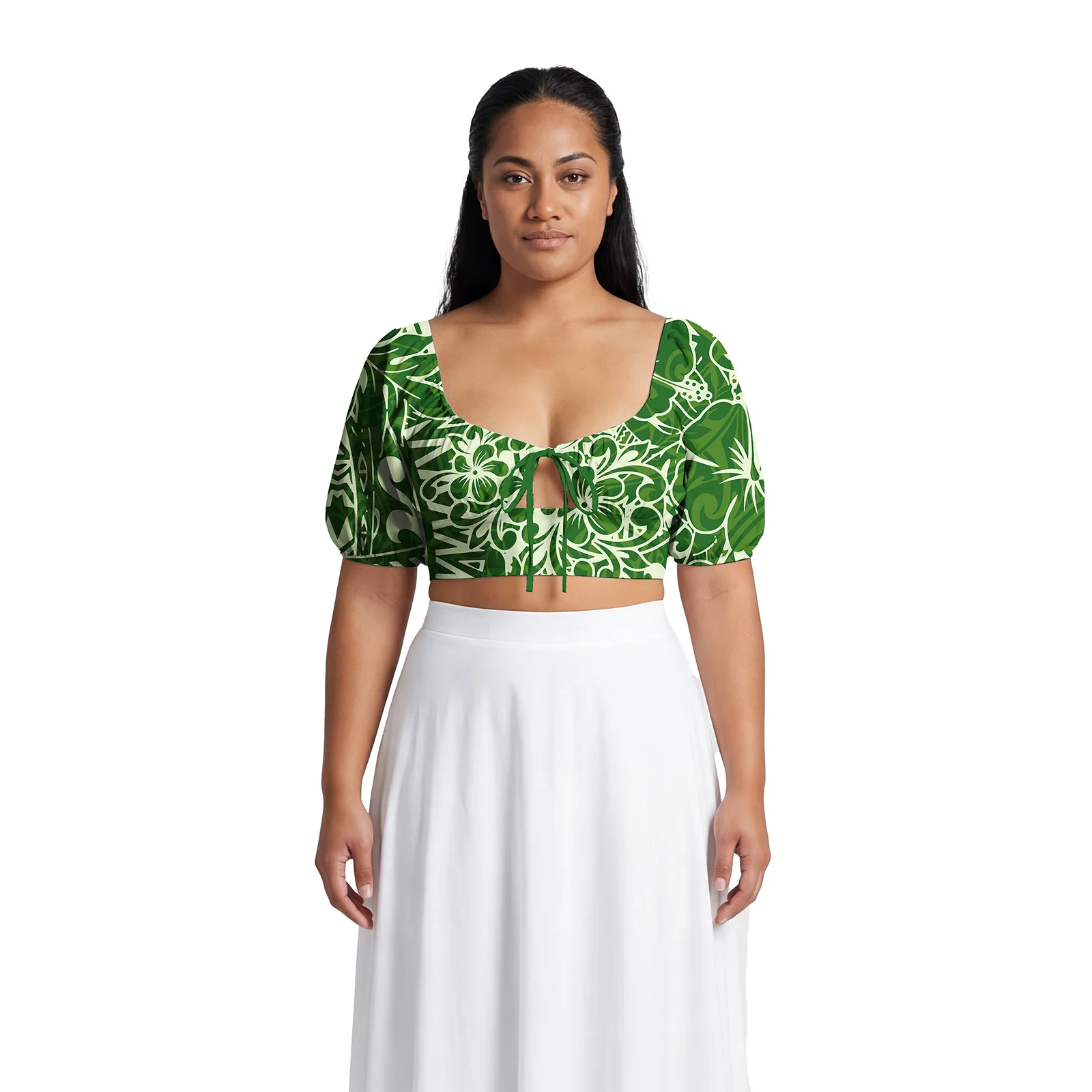 Factory Outlet Custom Ladies Wear Polynesian Sexy Beach Clothes Hawaiian Island Plumeria Women Fashion Samoan Tribal Crop Tops