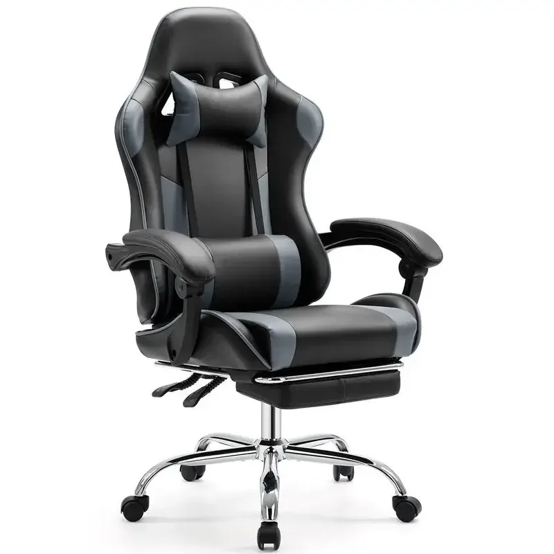 

HomeSquad Video Game Desk Chair - Ergonomic Computer with Footrest and Comfy Lumbar Support, PU Leather Recliner