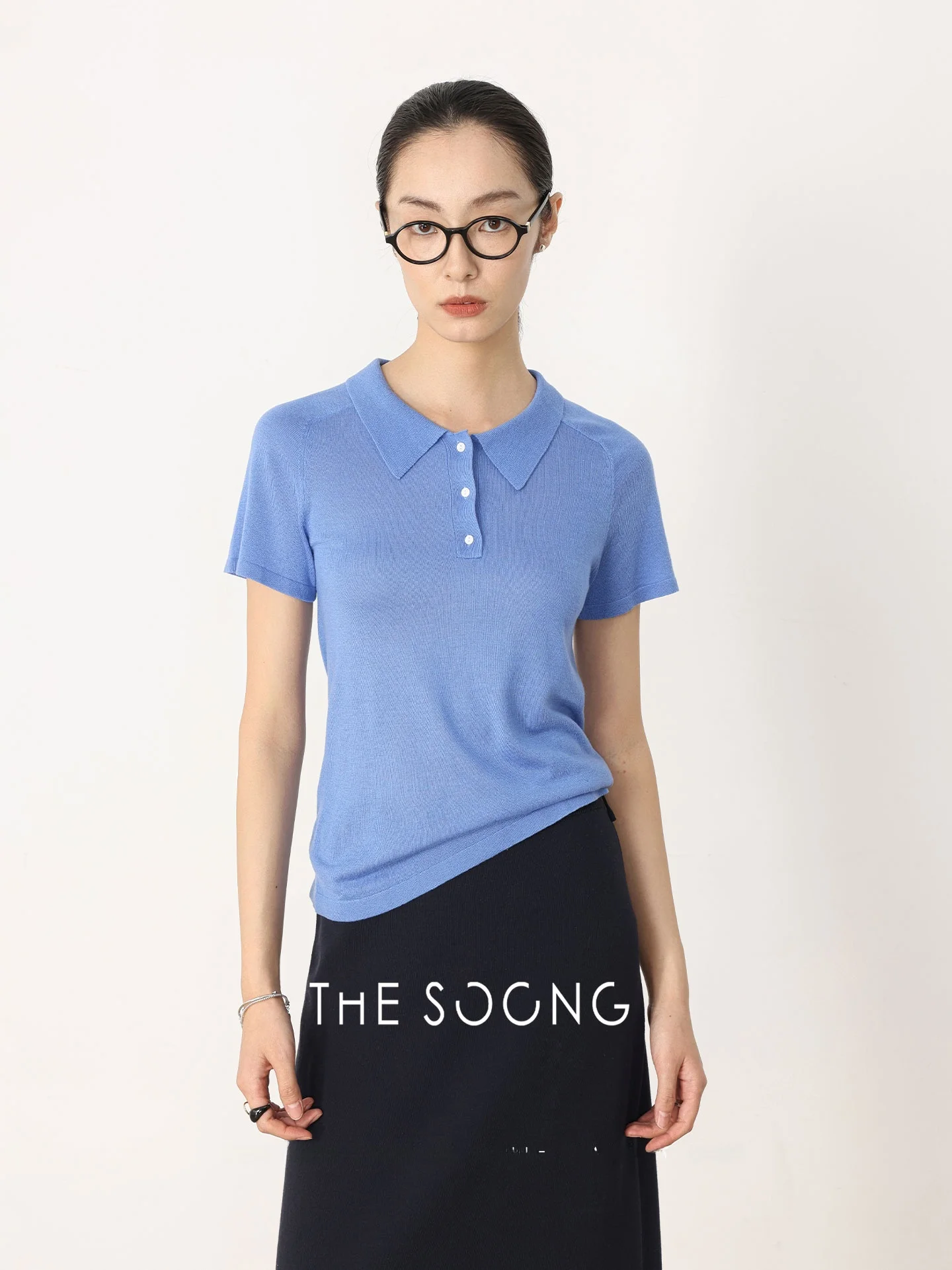 

Женская футболка TheSoong Blue Ne ort Sve T-irt Camere из шелковистой ткани, весенняя коллекция, комфортная, охлаждающая, стандартный крой