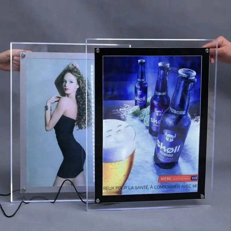 

Ultra-thin LED Magnetic Light Box Crystal Acrylic Frame Advertising Lightbox Restaurant Menu Display Illuminated Poster Screen