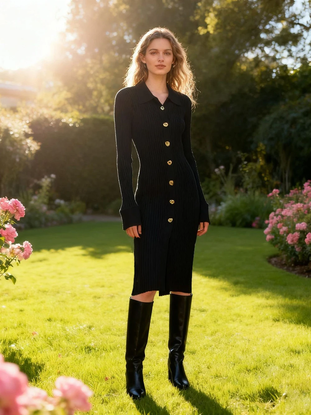 Robe tricotée à Base de tempérament Socialite, nouvelle collection automne 2025, sac ajusté montrant des fesses fines, jupe longue tricotée