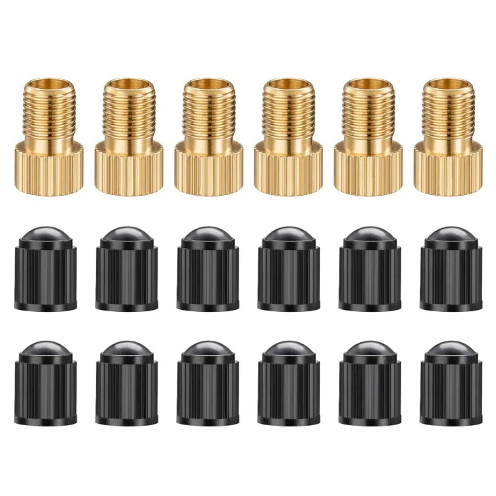 Y17A 6PCS Presta Valve Adaptors, Convert Presta to Schrader Adapter for Bike, Inflate Tire Using Standard Pump