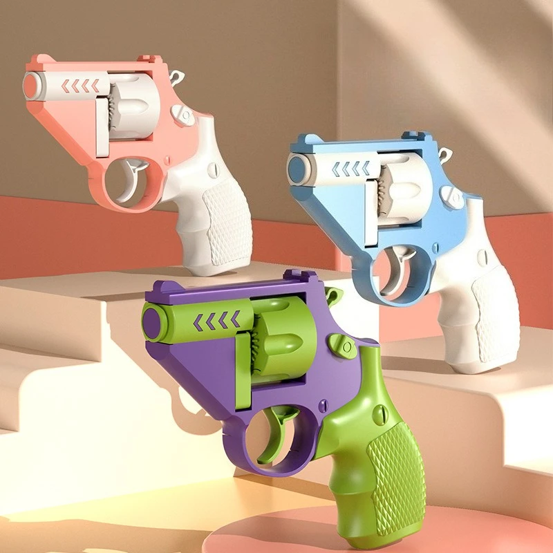 Mini Revolver Toy Decompression Gravity Carrot Gun Automatic Rebound Fidget Gun Adult Stress Relief Toy Office Fidget Toys