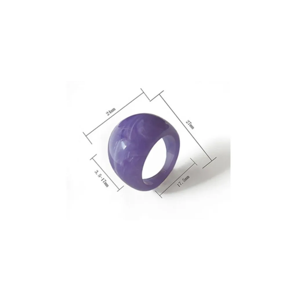 Anel acrílico transparente criativo padrão de mármore irregular engrossar anel exagerado roxo geométrico estilo elegante anel jóias