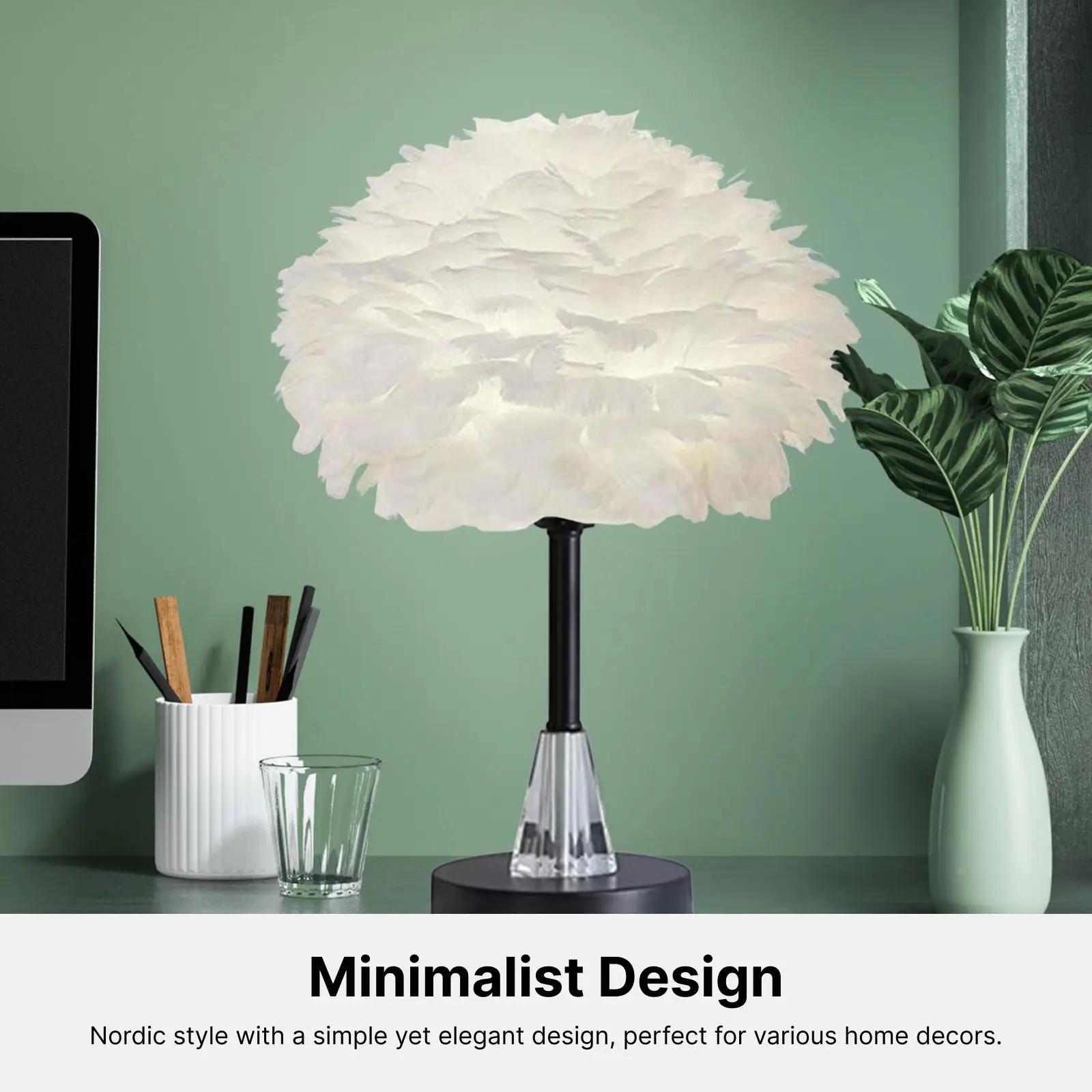 Nordic Feather Lamp Shade Boho Ceiling Desk Lamp Cover Chandelier Lampshade for Wedding Hotel Nursery Decor