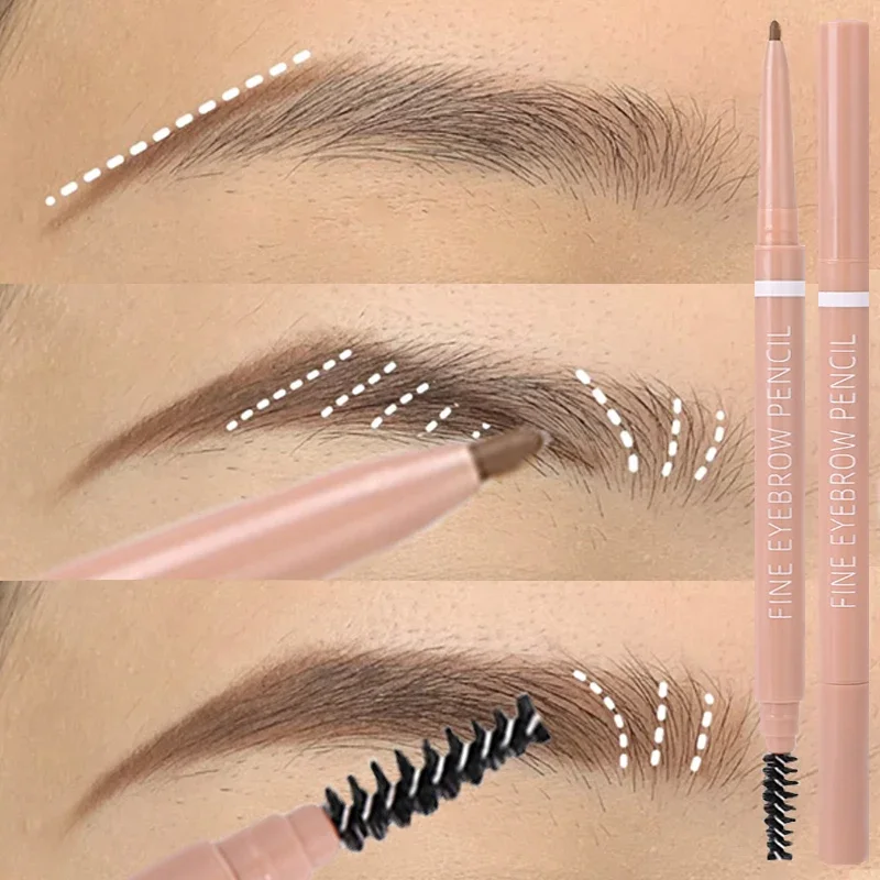 Crayon à sourcils à double tête, imperméable, longue durée, sans floraison, rotatif, noir, marron avec brosse, stylo à sourcils, maquillage des yeux, cosmétiques