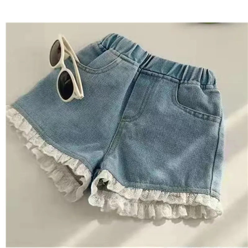 Summer Kid Girls\' A-line Shaped Denim Shorts Korean Fashion Hot Pants New Children\'s Jeans 3-12Year Young Girls\' Shorts Jeans