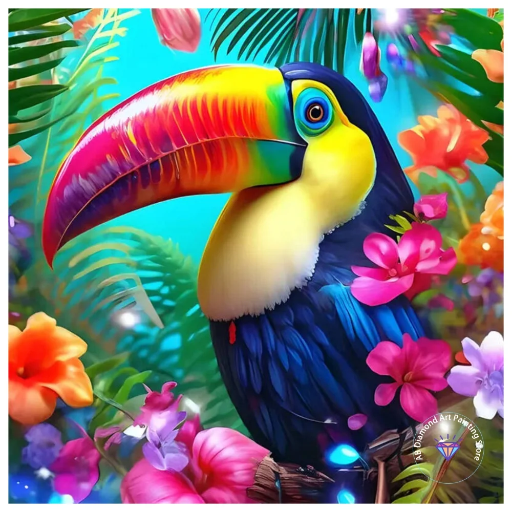 

Animal Parrot AB Diamond Painting Kit Square Round Diamond 5D DIY Cross Embroidery Handmade Art Adult Exquisite Gift Home Decor