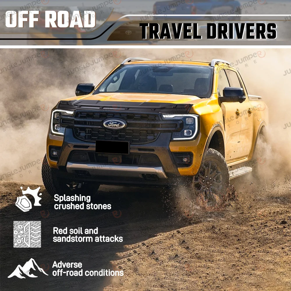 Weathershield +Bonnet Guard Bonnet Protector For Ford Ranger T9 2024 2025 Wildtrak Window Visor Wind Deflector Car Accessories