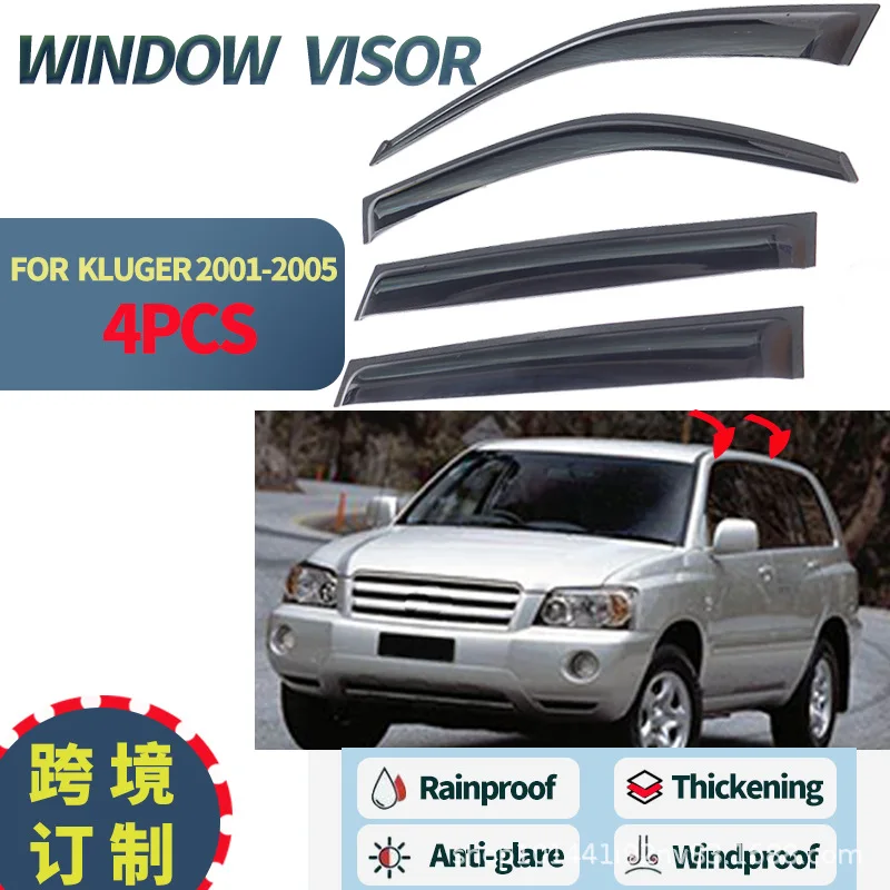 

Подходит для Toyota Kluger 2001-2005 оконных козырьков, автомобильных аксессуаров от дождя и блеска