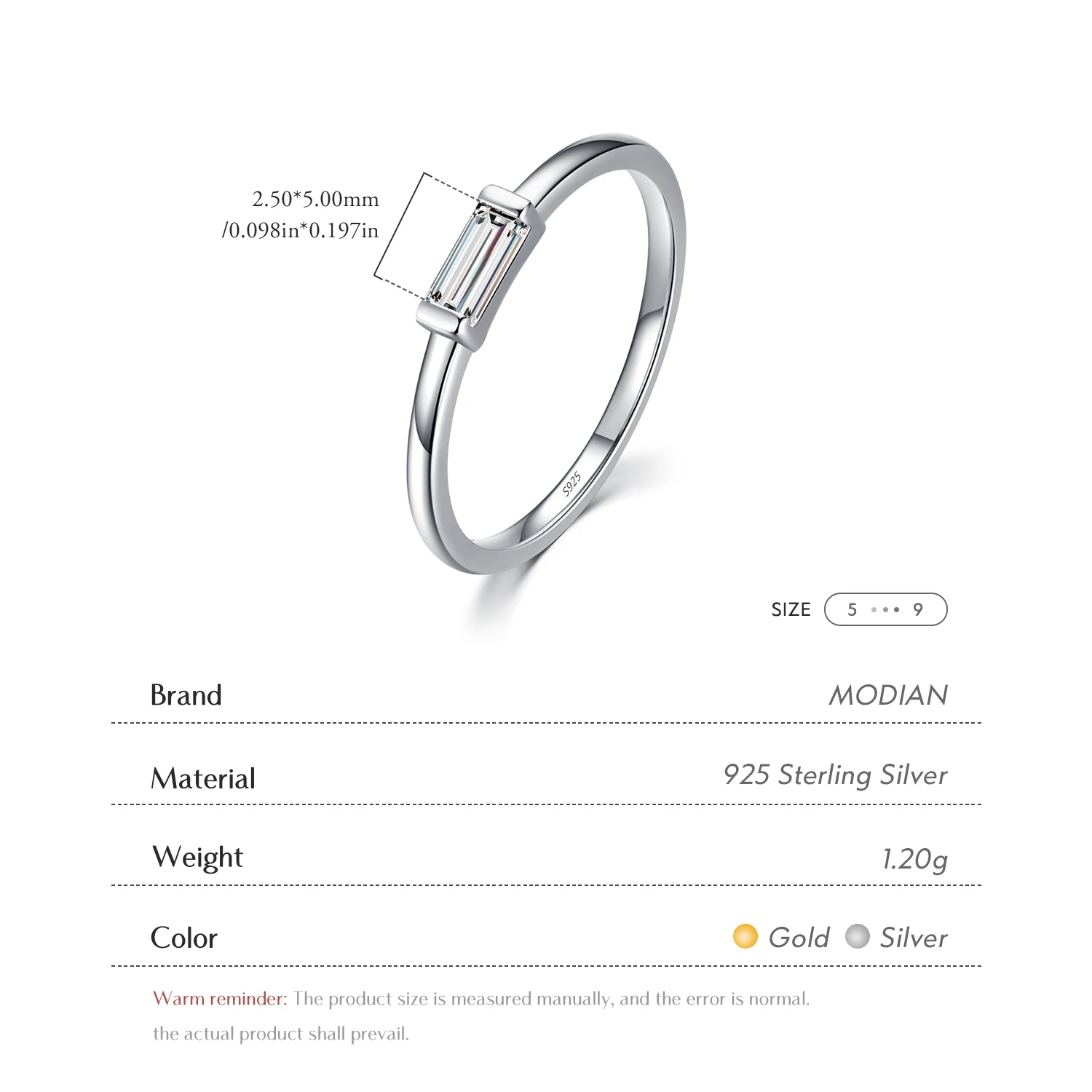 Modian-Anillo de Plata de Ley 925 para mujer, sortija de boda con corte de Esmeralda, Circonia cúbica transparente brillante, rectangular, joyería