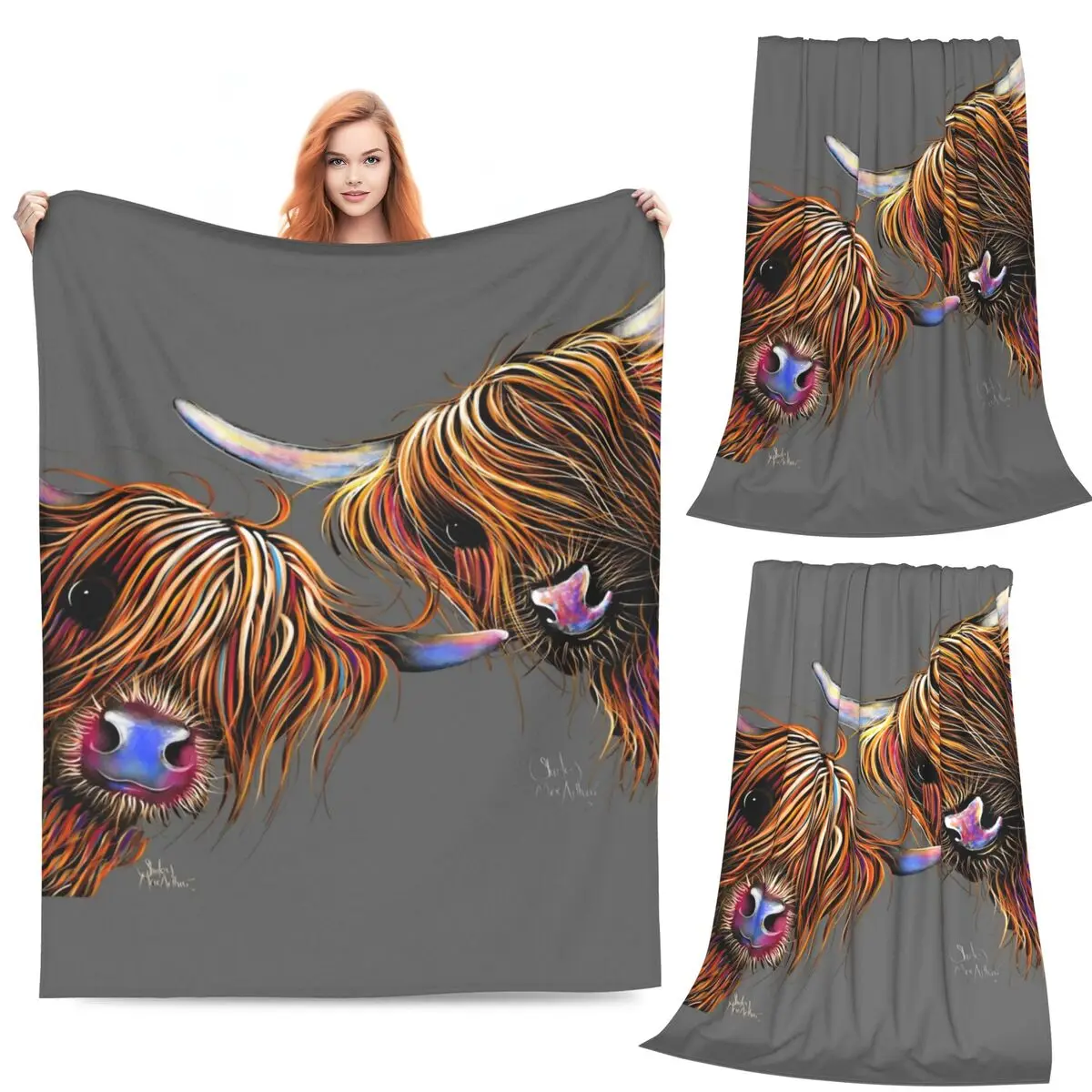 

HiGHLaND CoW PRiNT SCoTTiSH SuGaR LuMP Blankets Fleece Sofa Throw Blankets for Home Bedroom Travel Throws Bedspread Quilt