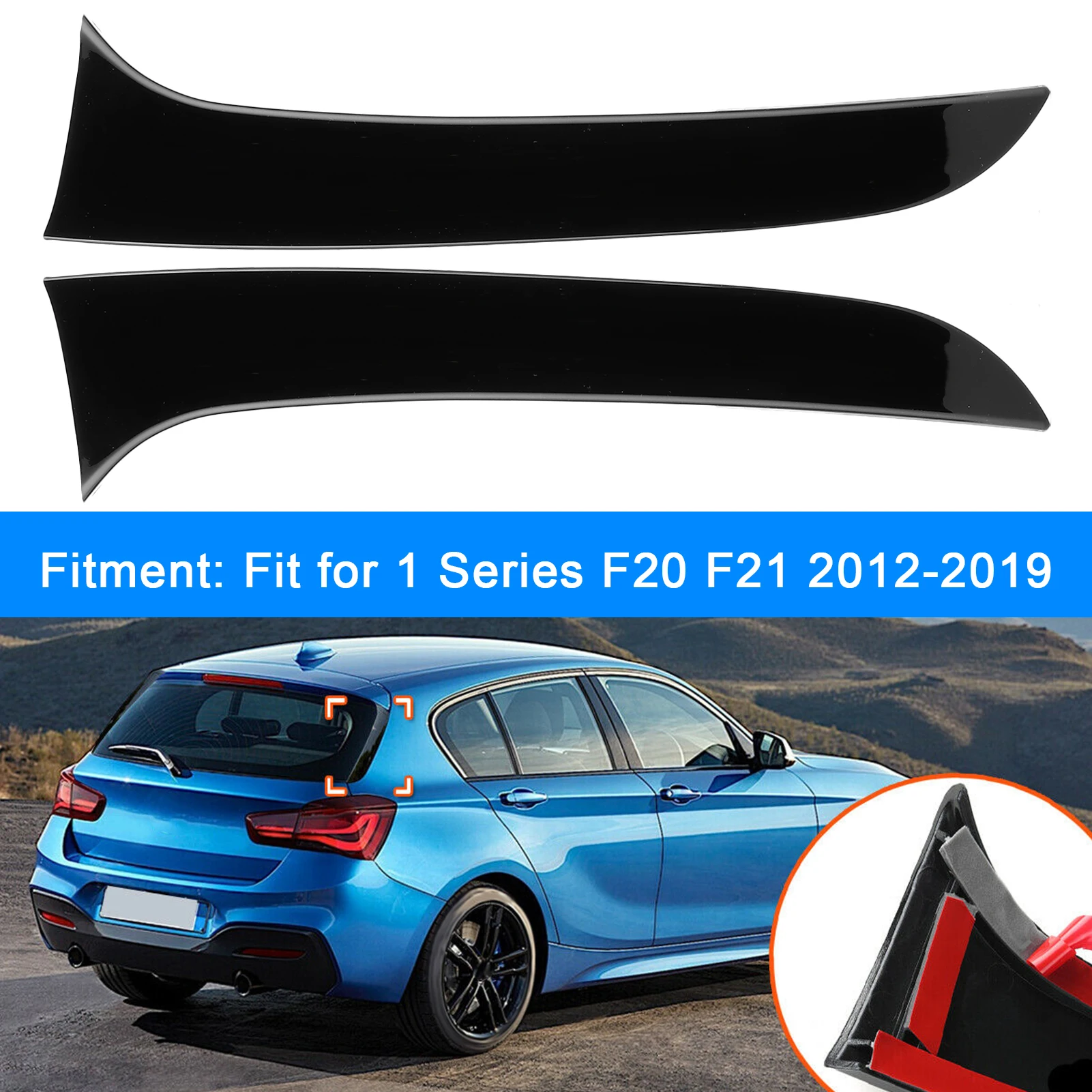 2pcs Rear Window Side Spoiler Air Splitter Anti UV Fit For 1 Series F20 F21 2012-2019