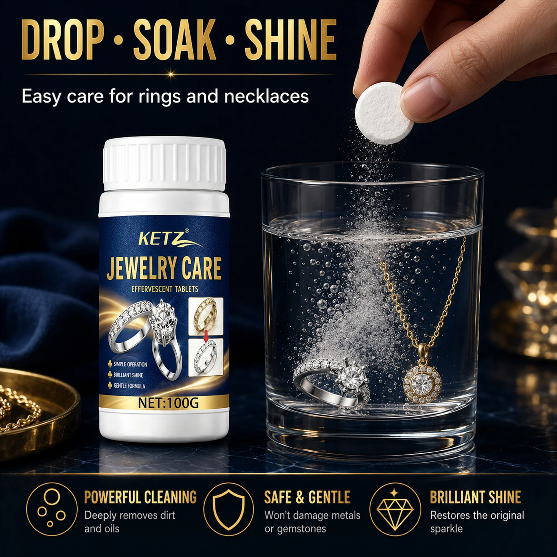 80 Pcs Jewelry Renewal Polishing Tablets, Gold, Silver, Rings, Earrings & Necklaces, Restore Even Shine, Daily Home Jewelry Care