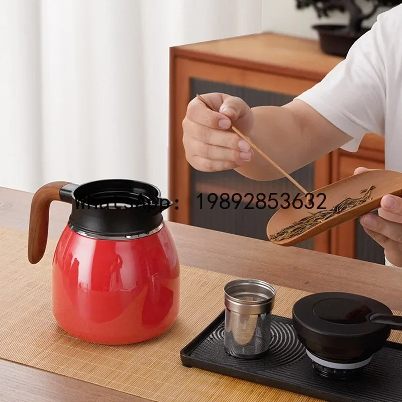 ZZ316 stainless steel stewed teapot thermal insulation pot large capacity tea separation ceramic teapot new Chinese style