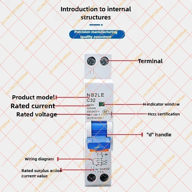 for CHINT NB2LE Type A RCBO 1P+N 30mA 10A 16A 20A Residual Current Leakage Circuit Breaker
