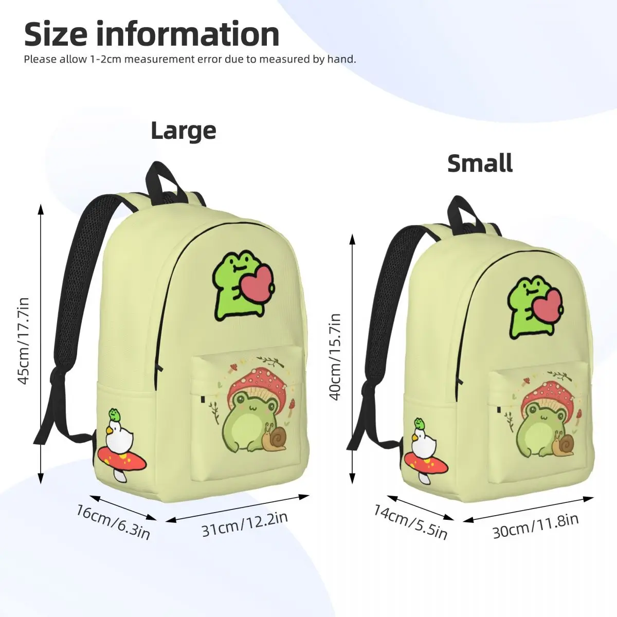 Zaino Kawaii anatra e rana per ragazzo ragazza bambini studente scuola Bookbag Cute Mushroom Daypack borsa primaria prescolare all'aperto