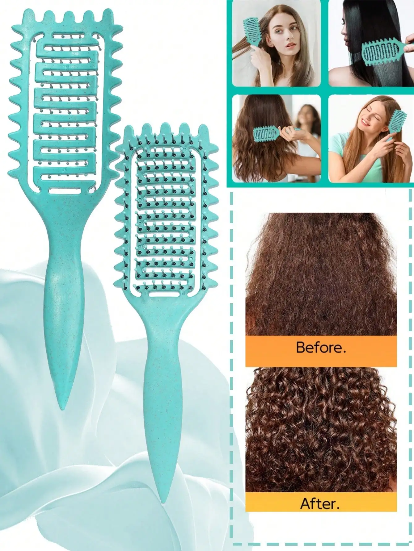 Side Gear Curl Defining Brush, Lightweight Curly Hair Styling Brush For Combing, Shaping, Defining Curls, Reduce Frizz Hair Care