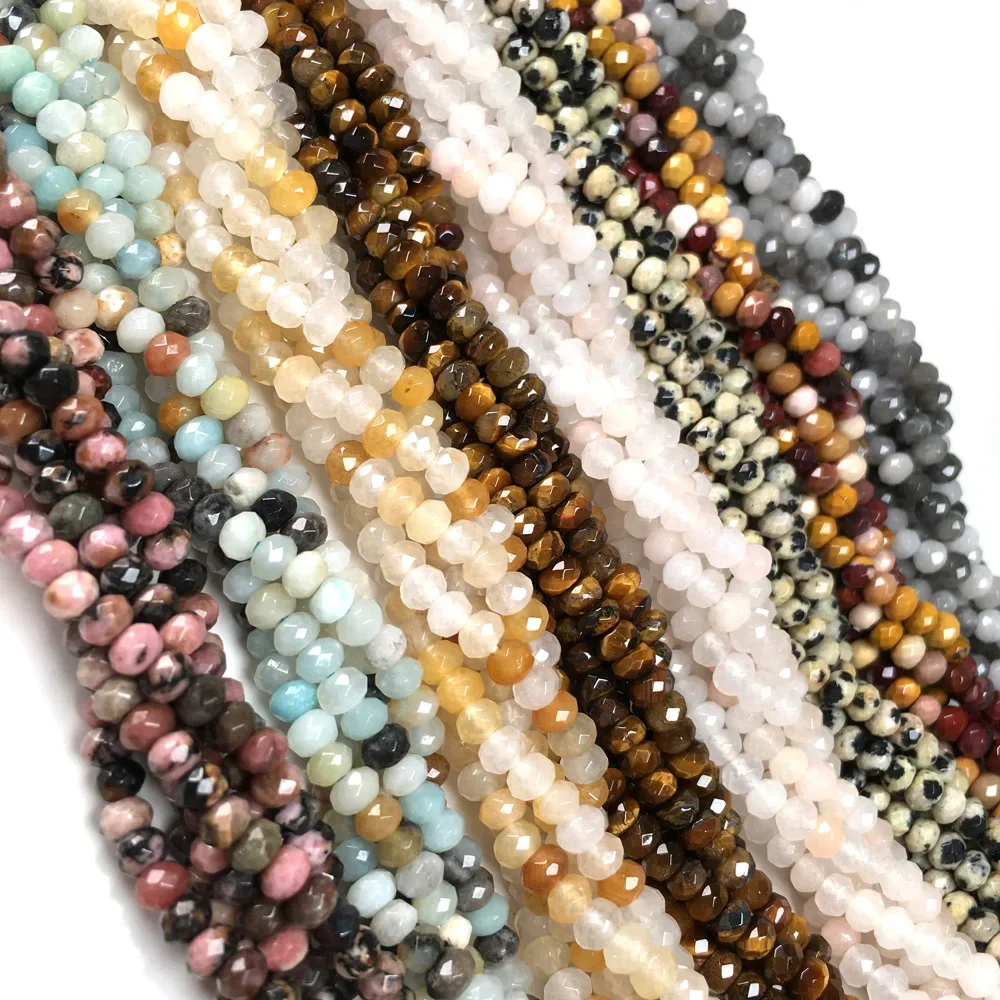 Natural Stone Beaded Faceted Round Gemstone Spaced Isolation Loose Beads for Jewelry Making Diy Necklace Bracelet Accessorie