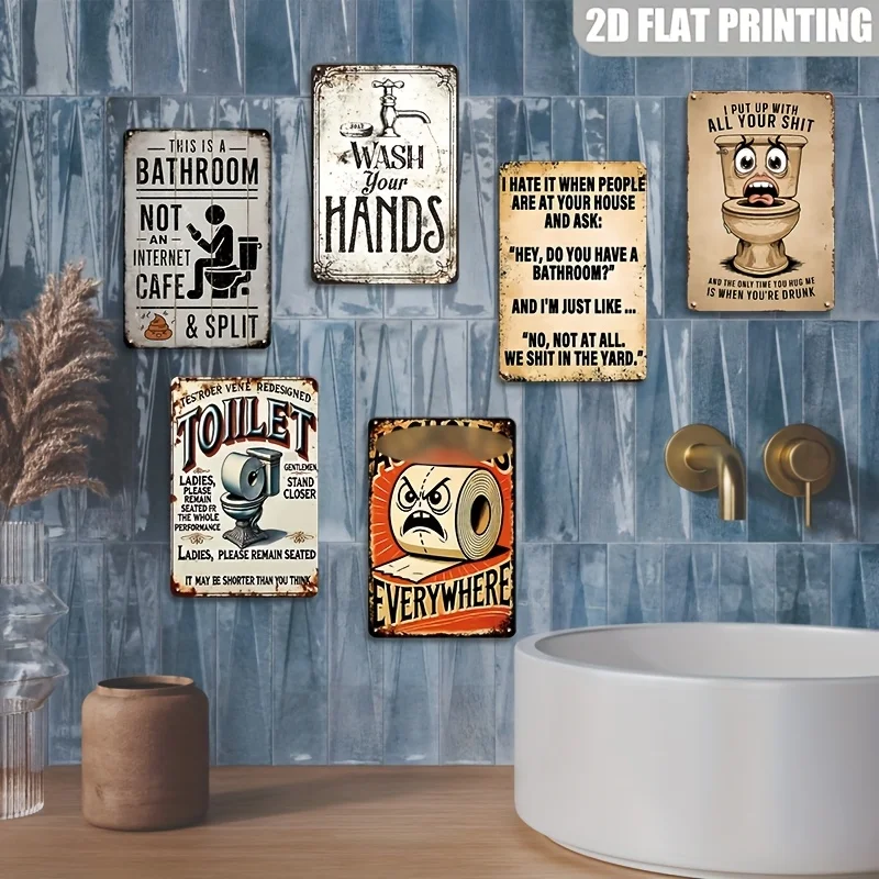 [JIT]Decorative Sign& Plaque 6pcs, Funny Quotes Metal Signs, 