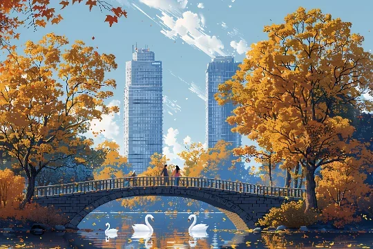 Autumn City Jigsaw Puzzle, Golden Retriever Grocery Shop, Fall City Park, Townhouse Street, Shanghai Sunset Skyline, 500-2000Pcs