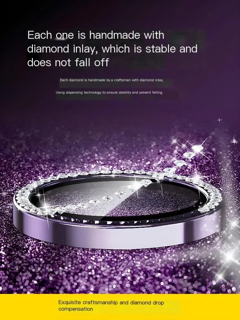 2-3Pcs Diamond Glitter Camera Protection For Iphone 15 16 Pro Max Plus Lens Glass On Iphone 13 12 11 Pro Max Metal Ring