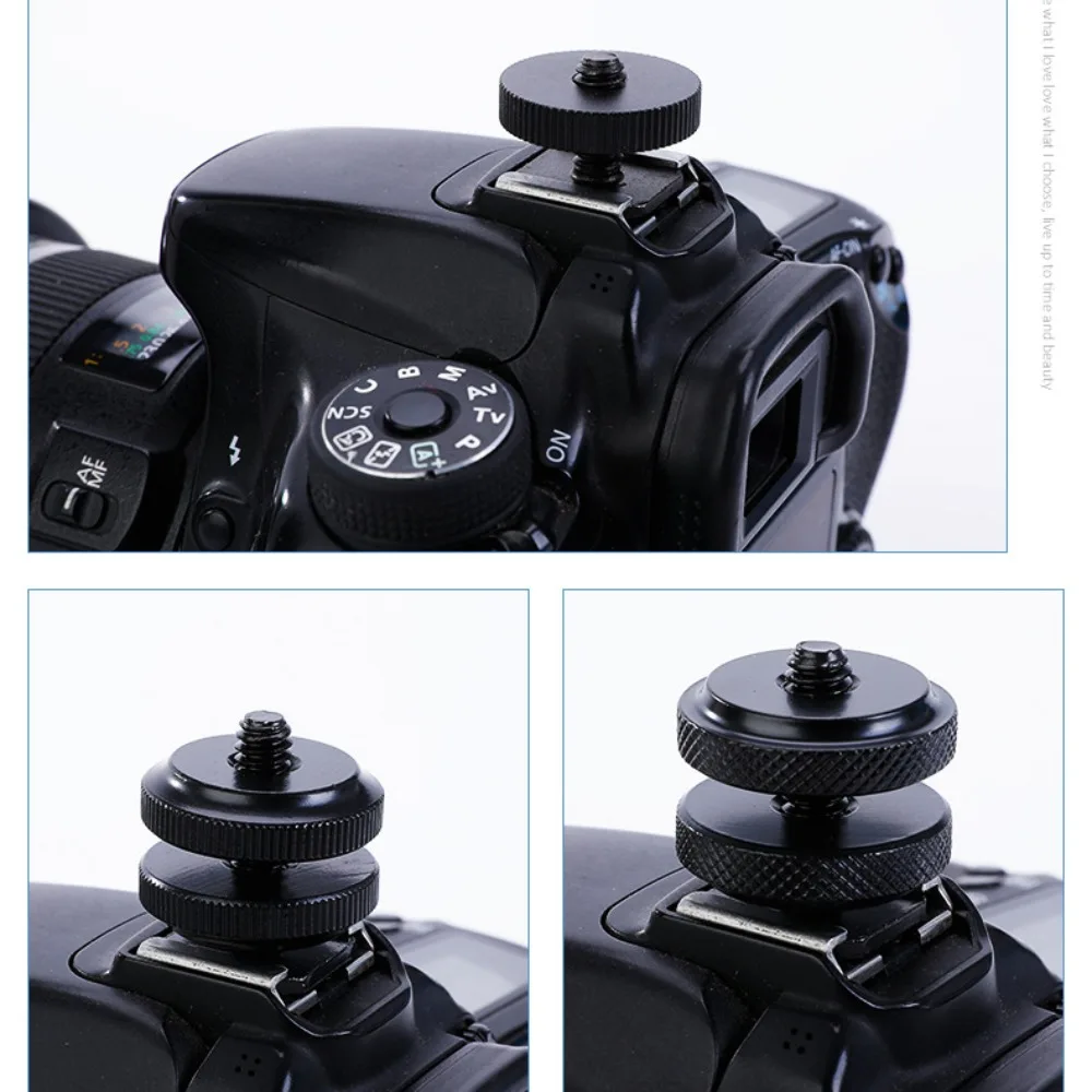 Nieuwe Aluminium Warm/Koude Schoen Mount Schroefdraad 1/4 "Flash Adapter Dual Moer Enkele Moer Statief Mount Camera Accessoires