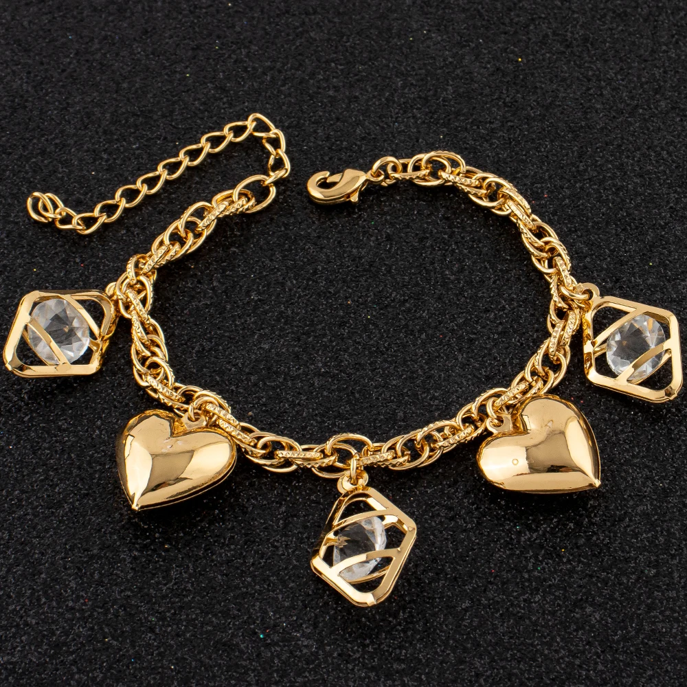 Edelstahl-Schmuckarmband mit Kristallherz-Anhänger, Modisches Accessoire, Charm-Armbänder für Frauen, Alltagsschmuck, Geschenke – Detail 1