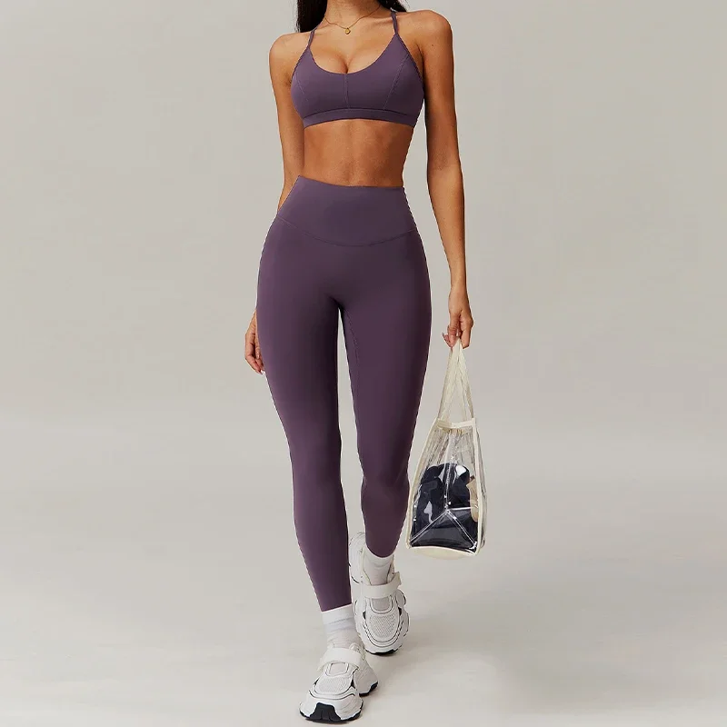 النساء مقاعد يوجا 2 قطعة عالية الخصر سريعة الجافة متوهج اللياقة البدنية تجريب الملابس لينة تمتد طماق الصالة الرياضية أكتيفيوير 2025 جديد