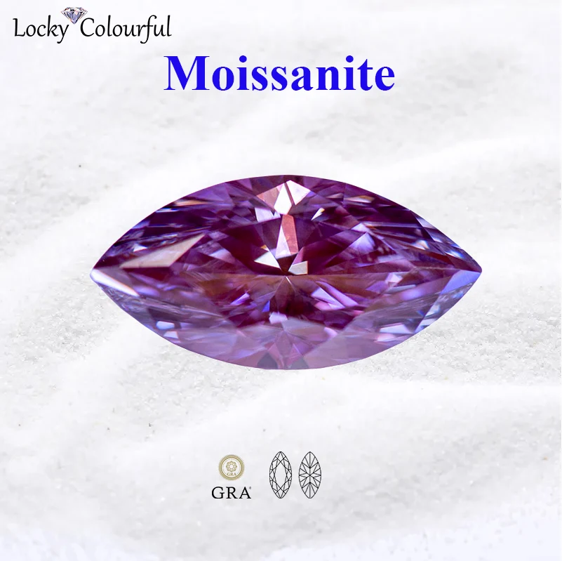 

Moissanite Marquise Shape Sakura Pink Color VVS1 with GRA Certificate Beads for DIY Charms Jewelry Making Necklace Materials