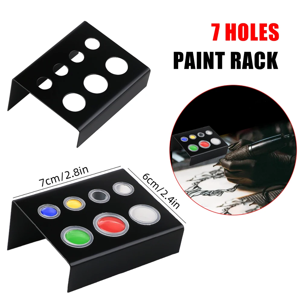 1pcs 7pole black stainless steel tattoo ink cup holder permanent makeup color cup holder tattoo accessory tool