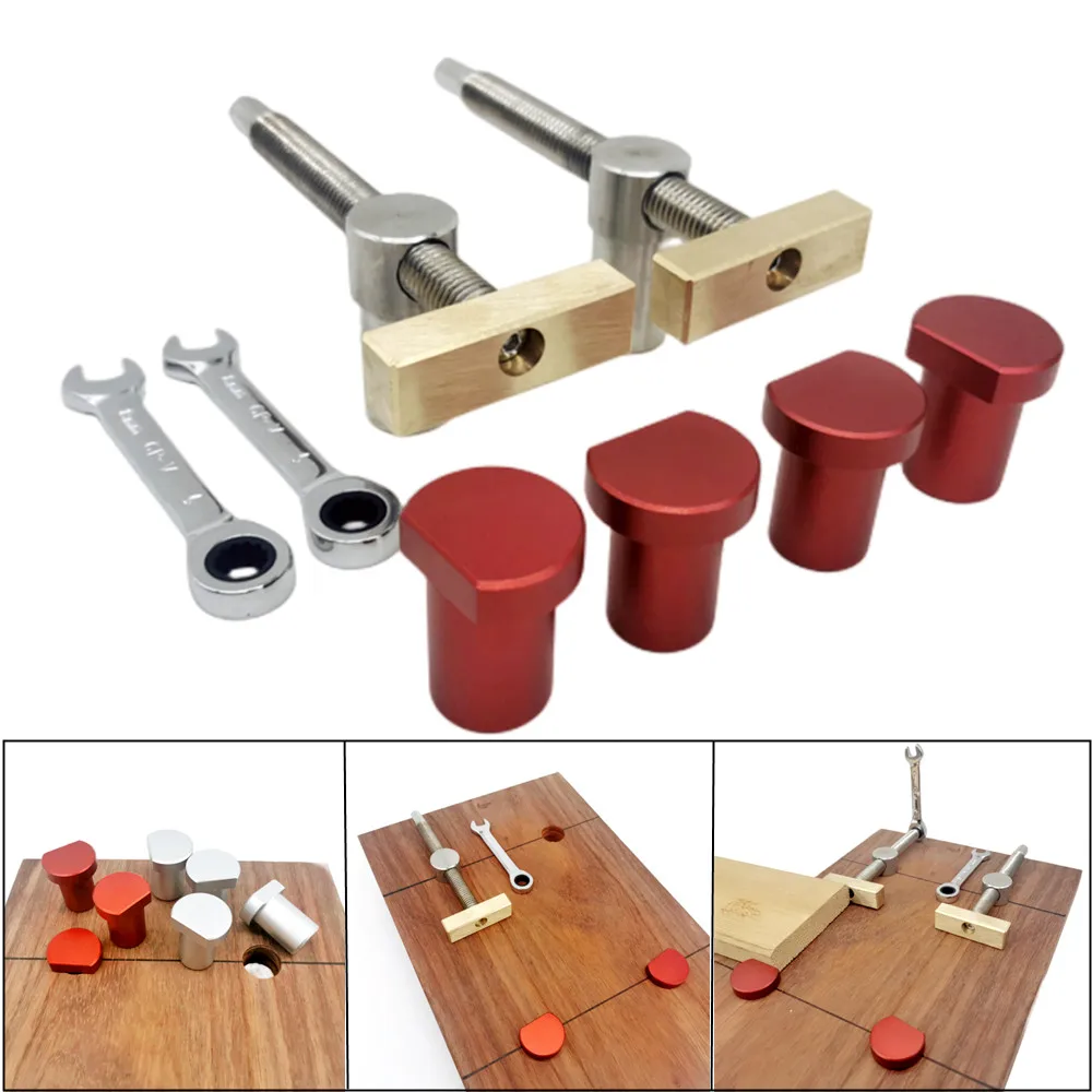 

Woodworking Desktop Clip Adjustable Clamp W/ Bench Dog Holes Stop Fast Fixed Clip Quick Fixture Clamping Tool Kit WorkBench Tool