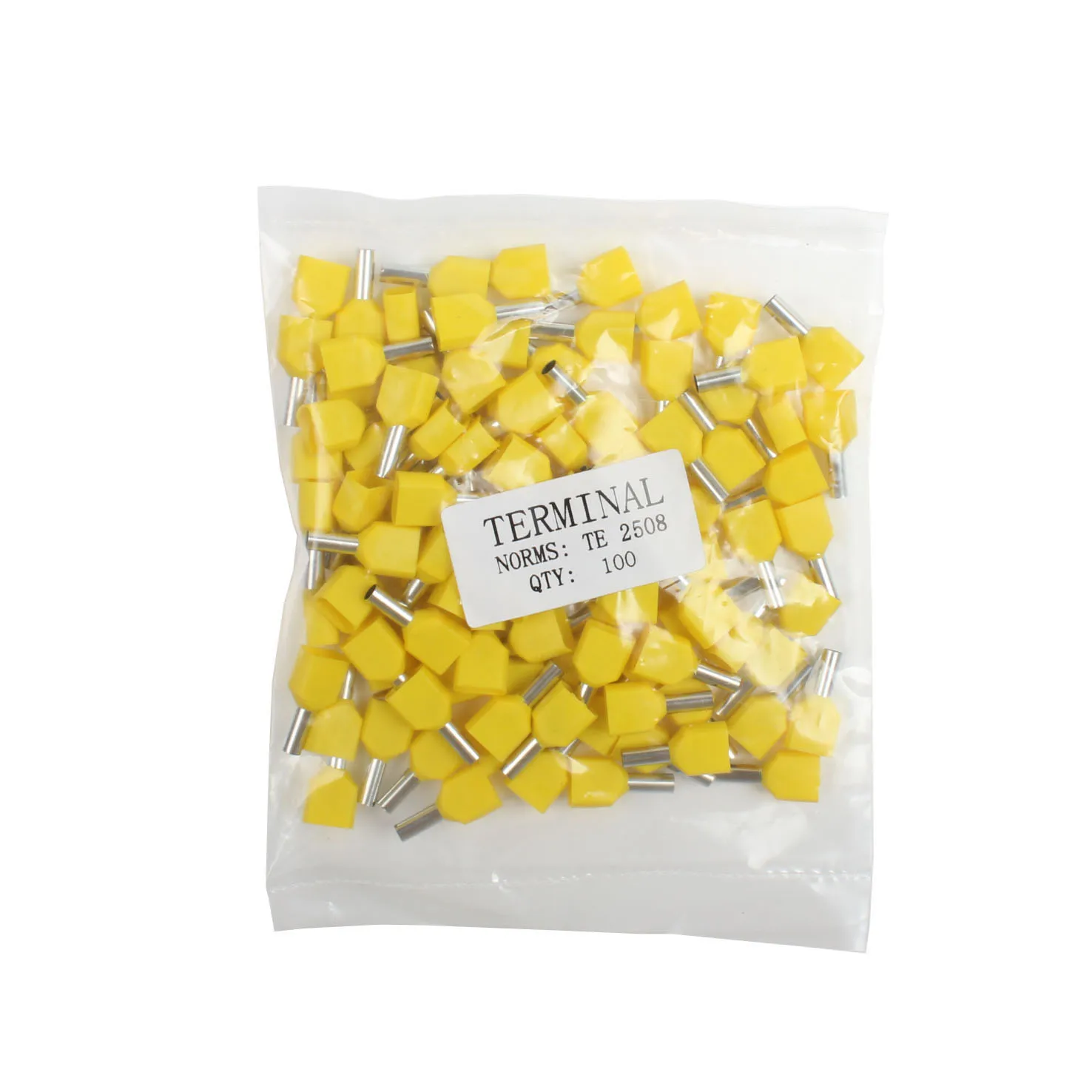 DIANQI TE2508 Hai Trước Cách Nhiệt Ống Hình Cấp Ép Lạnh Thiết Bị Đầu Cuối/Cáp Kết Nối/Dây Cổng Kết Nối 100 cái/gói