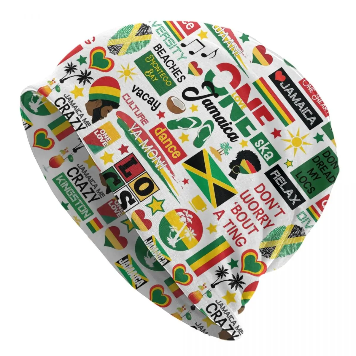 Jamaica One Love Culture Pattern Bonnet Hat Knitted Hats Men Women Hip Hop Unisex Adult Winter Warm Beanies Cap