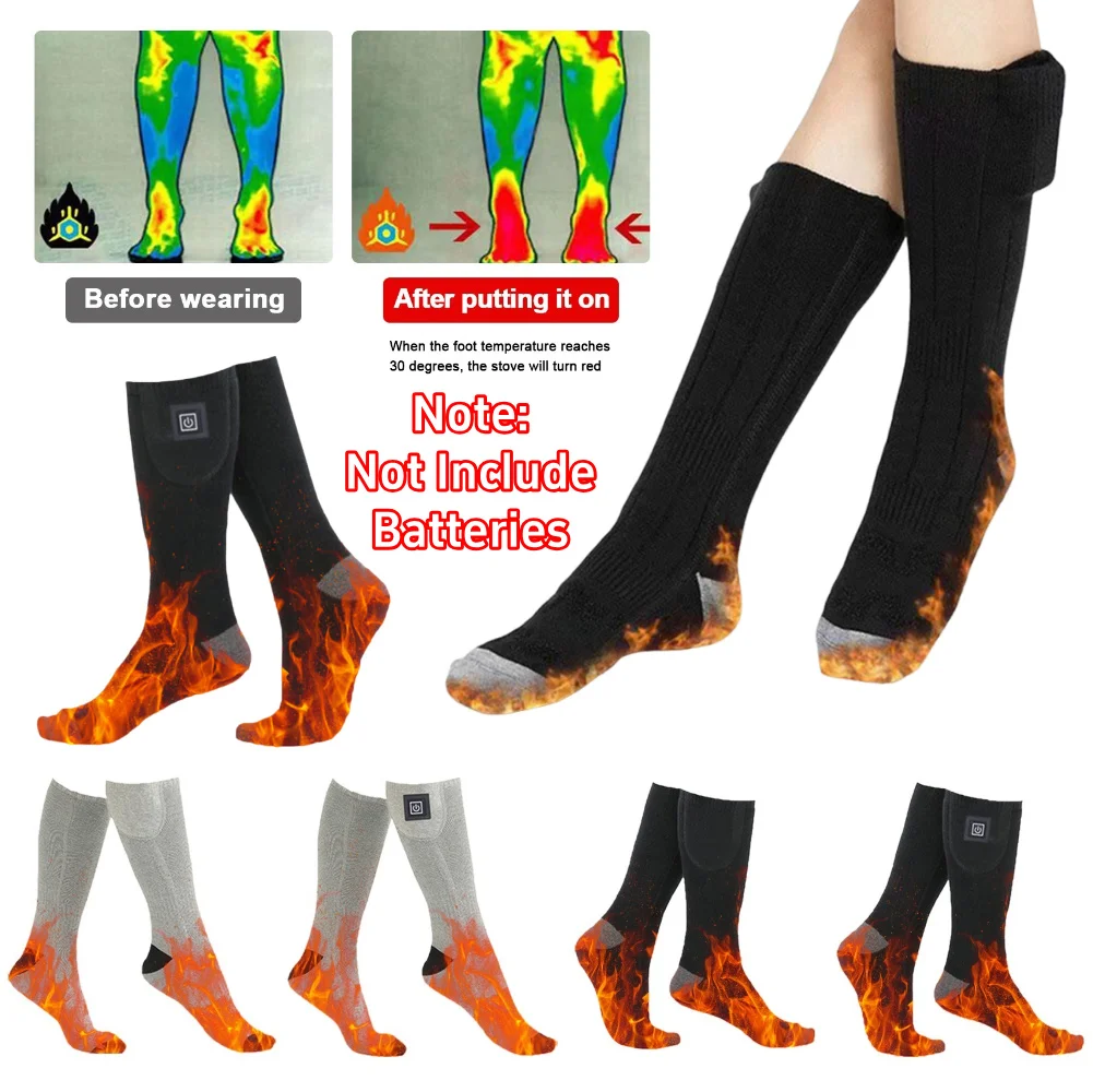 Electric Heated Socks 3 Level Temperature Electric Heating Socks Cold-Proof Foot Warmers Fast Heating for Outdoor Skiing Hiking
