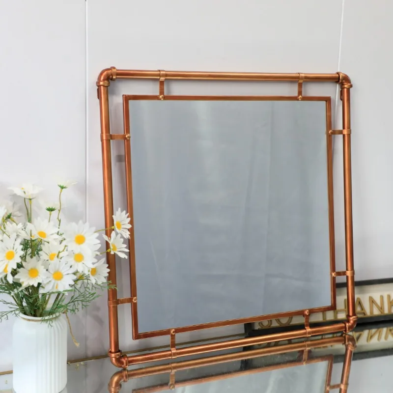60*60cm High Quality Bathroom Iron Frame Wall Mirrors Wall Mounted Large Square Metal Mirror for Living Room
