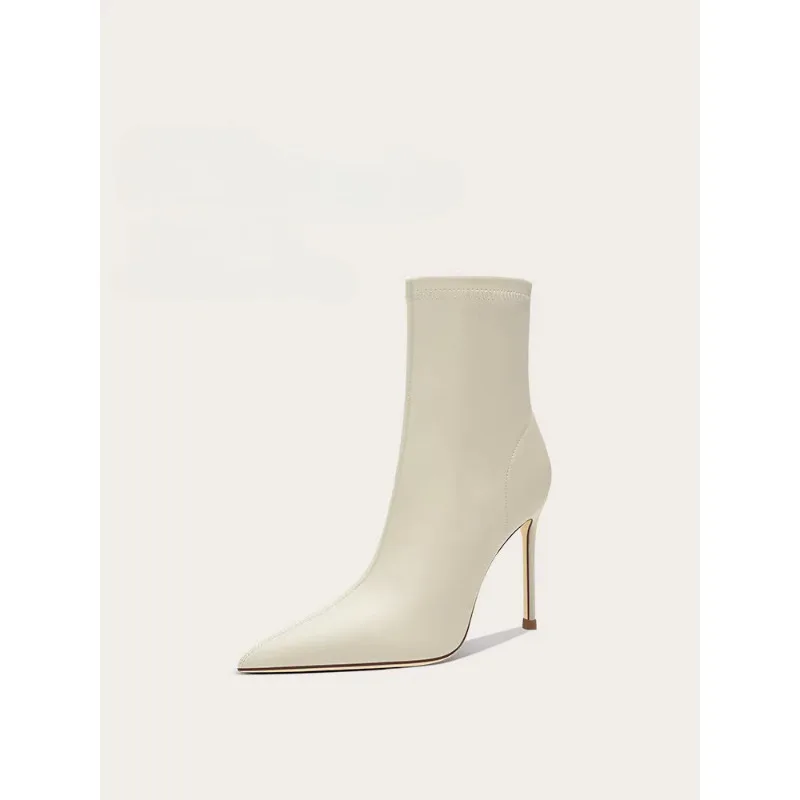 

Сексуальные ботинки на высоком каблуке, женские ботильоны на шпильке с острым носком, эластичные облегающие осенне-зимние модные ботильоны