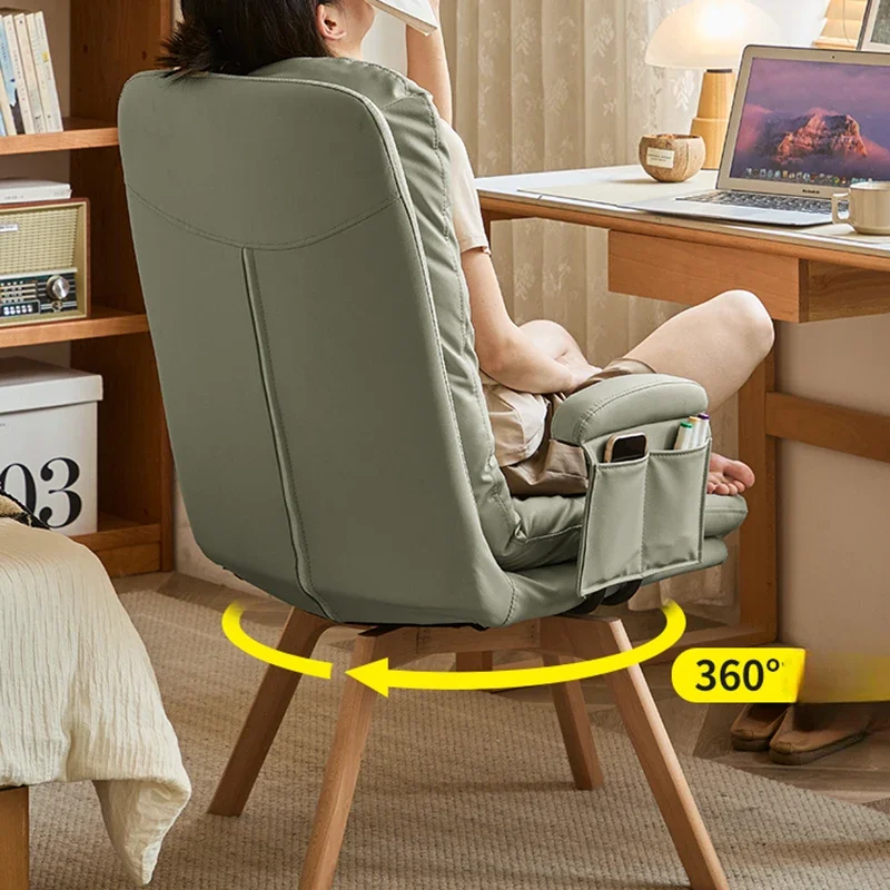 

wooden leg Office Chair Desk Reading Chair with Wider Cushion Sitting in Tailored Seat, Rocker Function, Home 360° Swivel Chair