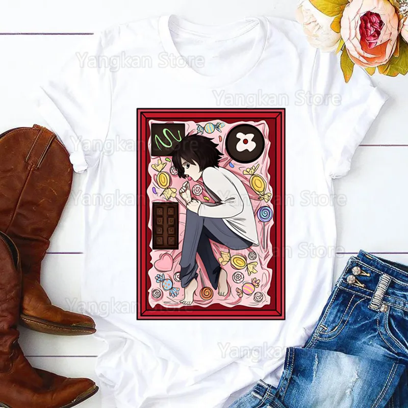 Kira Ryuk Death Note Damen T-Shirt Damen Casual O-Kragen Shirt Kurzarm Damen T-Shirt Grafik