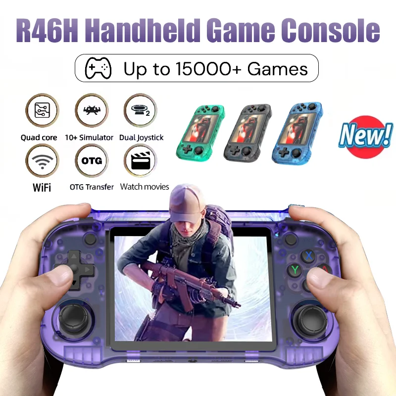 

NEW R46H Retro Handheld Video Game Console Linux System 4.2 Inch IPS Screen R36H PRO MAX Portable Pocket Video Player Boy Gifts