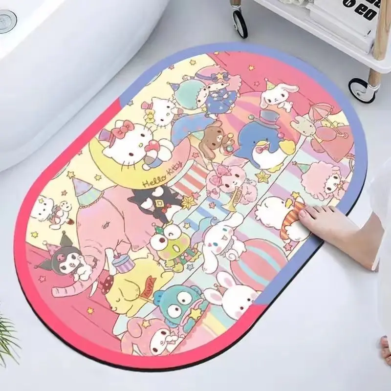 Kuromi Die Cut Diatomite Floor Mat, Absorbent Quick Dry Bath Rug, Non-slip Bathroom Doormat