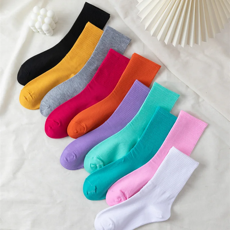 10 Paar Pack Frauen Socken Paare Regenbogen Frühling Winter japanischen Stil Süßigkeiten Sport Mode kurze Socken für Frauen niedlichen Harajuku