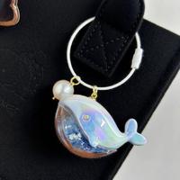 Cute Dolphin Keychain Glitter Sequins Blue Whale Keyring Bag Charms Whale House Pendant Key Chains Jewelry Couple Pendant Gift