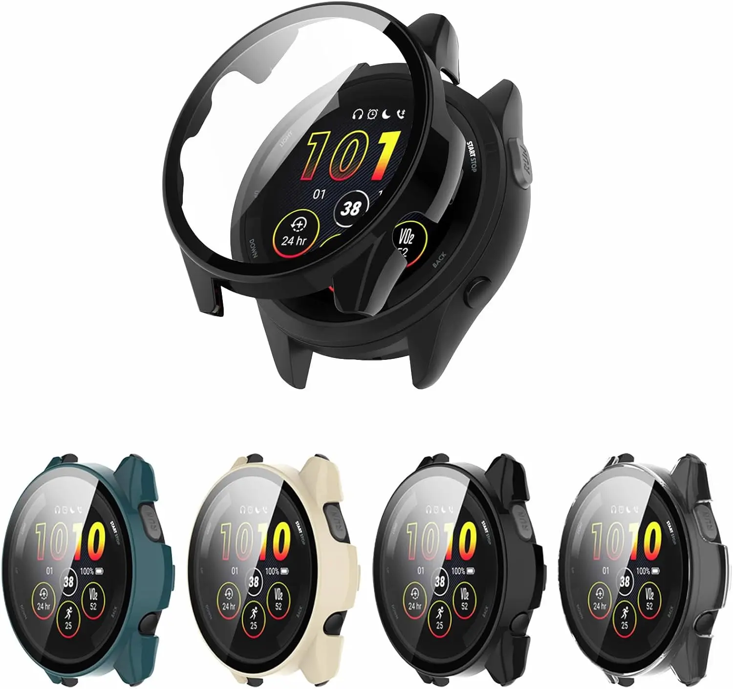 Gehärtetes Glas + PC-Hülle für Garmin Forerunner 265, Displayschutzfolie, Stoßstange für Garmin Forerunner 265, kratzfeste Schale – Detail 1