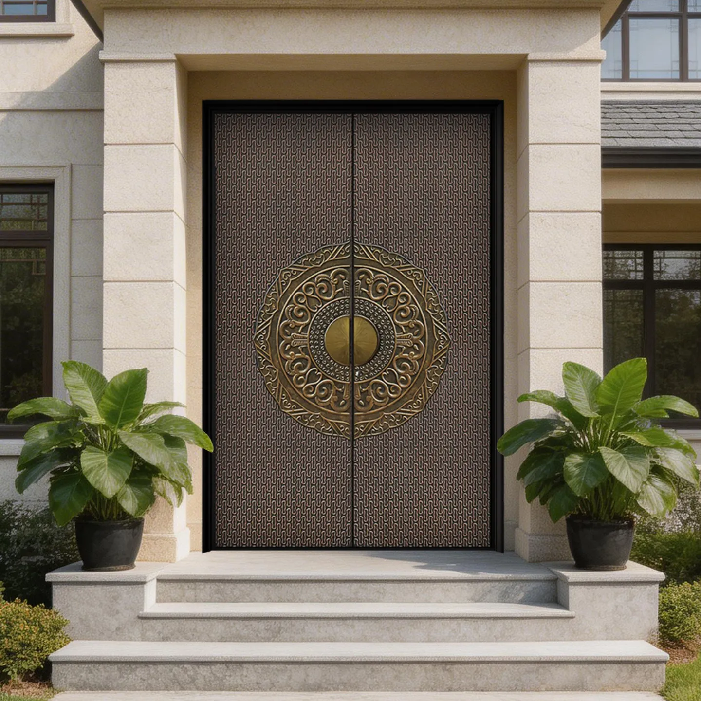 Customized villa door Cast aluminum self-built house Zinc alloy Chinese anti-theft door