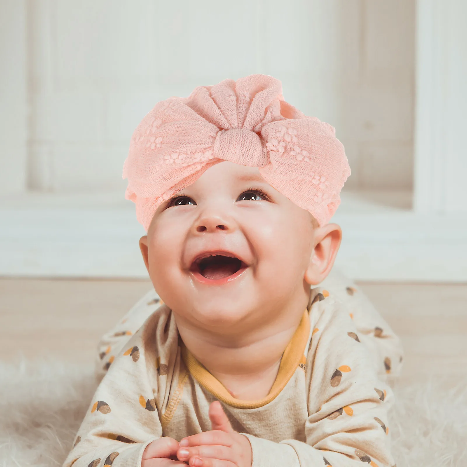 الدانتيل الطفل قبعة الوليد عمامة غطاء رأس للفتيات الرضع الفتيان لينة الدافئة قبعة قبعة ربيع الخريف الشتاء الشعر الزخرفية #3
