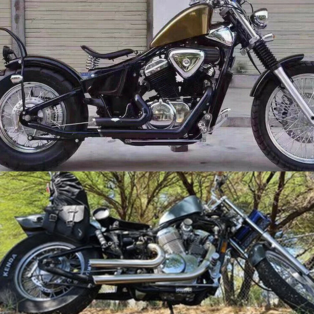 Motorcycle Exhaust Pipe Muffler Exhaust System Shortshots Staggered Pipe For Honda Shadow Steed 600 VLX600 VT600 VT VLX 600 view 2
