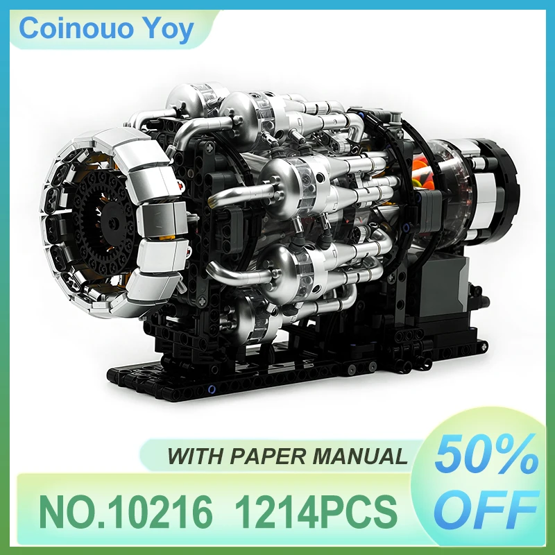 

Mould King 10216 Technical Car Engine DIY Toys Motorized Turbojet Engine Building Block Assembly Engine Set Kids Christmas Gifts