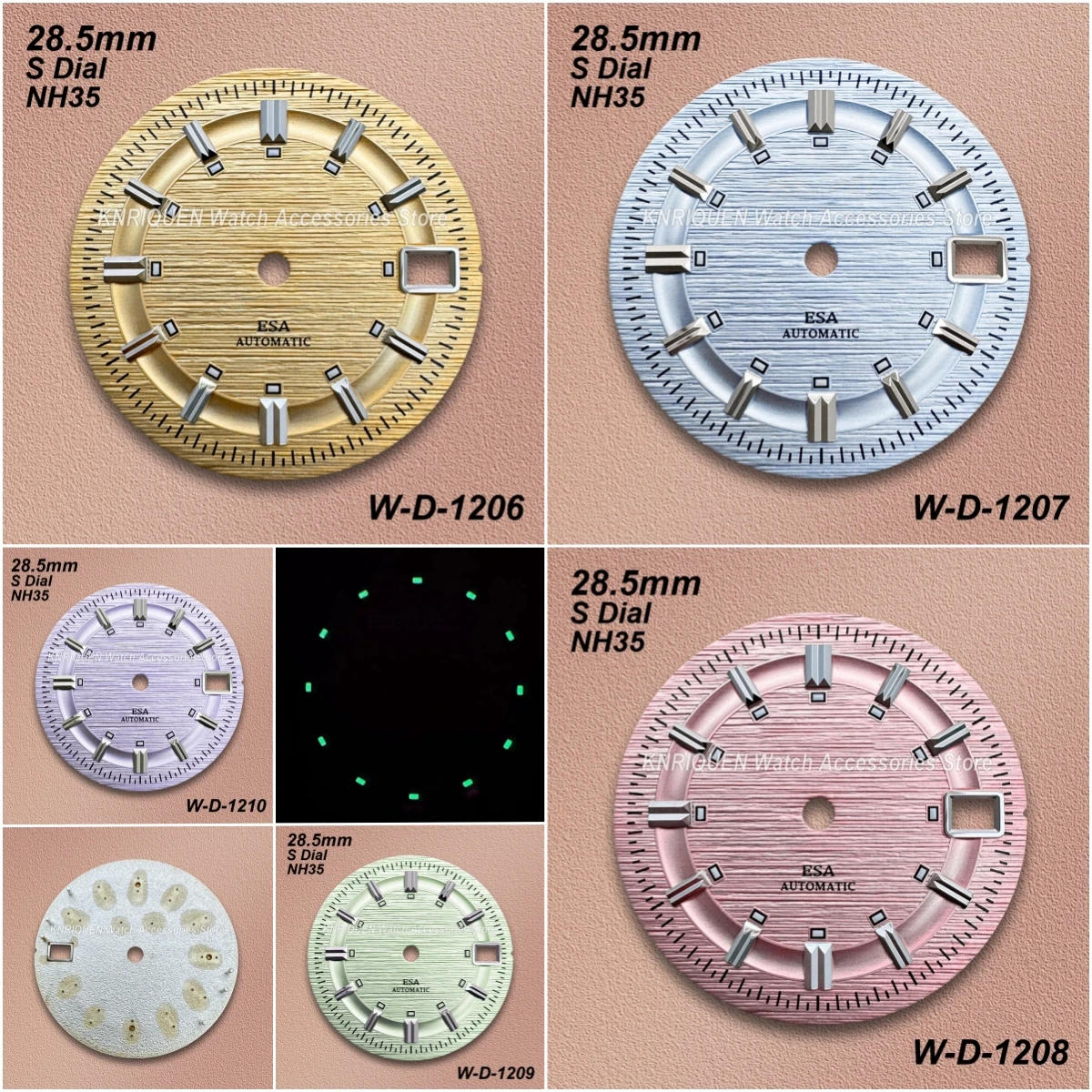 28.5mm Stripe Matte S Dial Fit NH35/36/4R/7 Movement Green Luminous Watch Modification Accessories Fit 3/3.8/4 O'clock