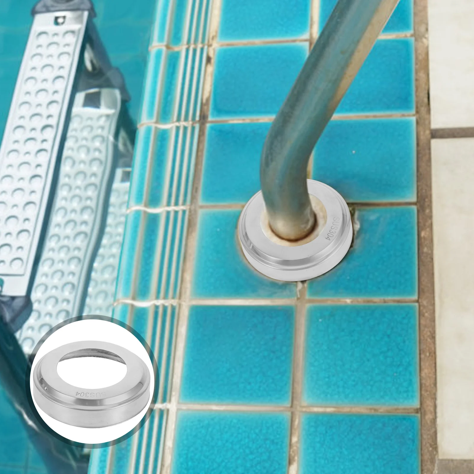 

4pcs Handrail Covers Armrest Cover for Inground Pool Ladder Stainless Steel Escutcheon Plates Spa Handrail Holes Cover Pool